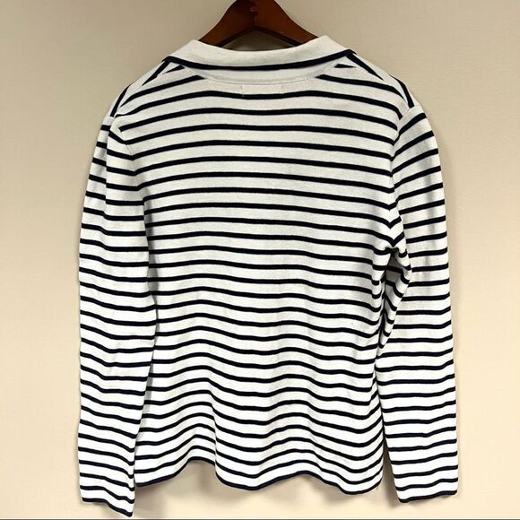 - Banana Republic navy/white striped  jacket  L - Picture 6 of 8
